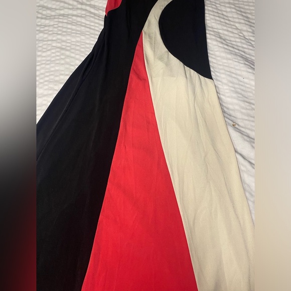 Colorblock Maxi Dress in Coral Black & Beige Women’s Small by Cameo - Picture 2 of 4